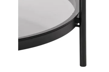 Rutkin Soffbord 79 cm Runt med Förvaring Hylla - Glas/Grå/Matt Svart - Möbler - Vardagsrum - Soffbord & vardagsrumsbord - Soffbord