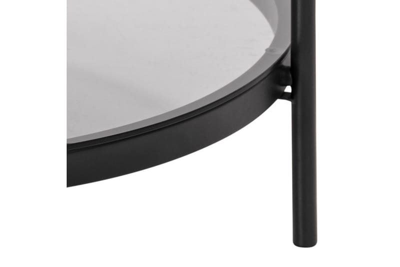 Rutkin Soffbord 79 cm Runt med Förvaring Hylla - Glas/Grå/Matt Svart - Möbler - Vardagsrum - Soffbord & vardagsrumsbord - Soffbord