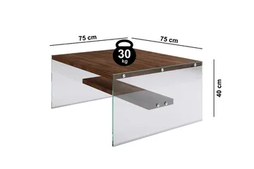 Sabani Soffbord 75 cm med Förvaring Hylla - Glas/Brun - Möbler - Vardagsrum - Soffbord & vardagsrumsbord - Soffbord