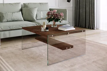 Sabani Soffbord 75 cm med Förvaring Hylla - Glas/Brun - Möbler - Vardagsrum - Soffbord & vardagsrumsbord - Soffbord