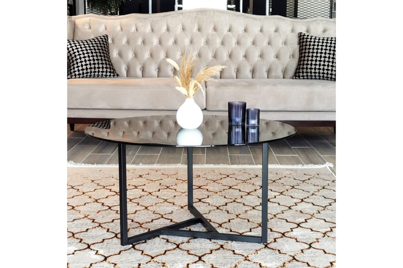 Sabani Soffbord 75 cm Runt X-formade Ben - Grå - Möbler - Vardagsrum - Soffbord & vardagsrumsbord - Soffbord