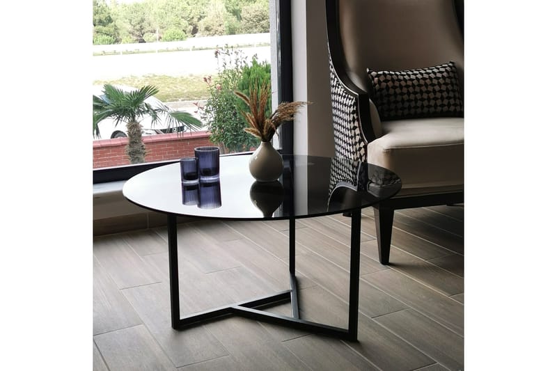 Sabani Soffbord 75 cm Runt X-formade Ben - Grå - Möbler - Vardagsrum - Soffbord & vardagsrumsbord - Soffbord