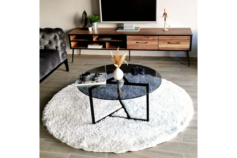 Sabani Soffbord 75 cm Runt X-formade Ben - Grå - Möbler - Vardagsrum - Soffbord & vardagsrumsbord - Soffbord