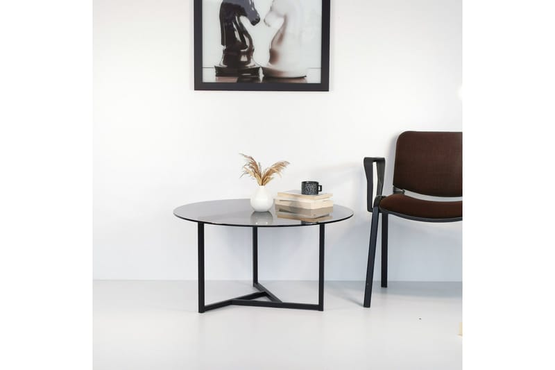 Sabani Soffbord 75 cm Runt X-formade Ben - Grå - Möbler - Vardagsrum - Soffbord & vardagsrumsbord - Soffbord