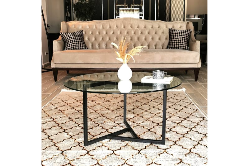 Sabani Soffbord 75 cm Runt X-formade Ben - Rökfärgat - Möbler - Vardagsrum - Soffbord & vardagsrumsbord - Soffbord