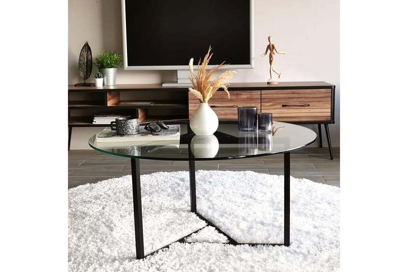 Sabani Soffbord 75 cm Runt X-formade Ben - Rökfärgat - Möbler - Vardagsrum - Soffbord & vardagsrumsbord - Soffbord