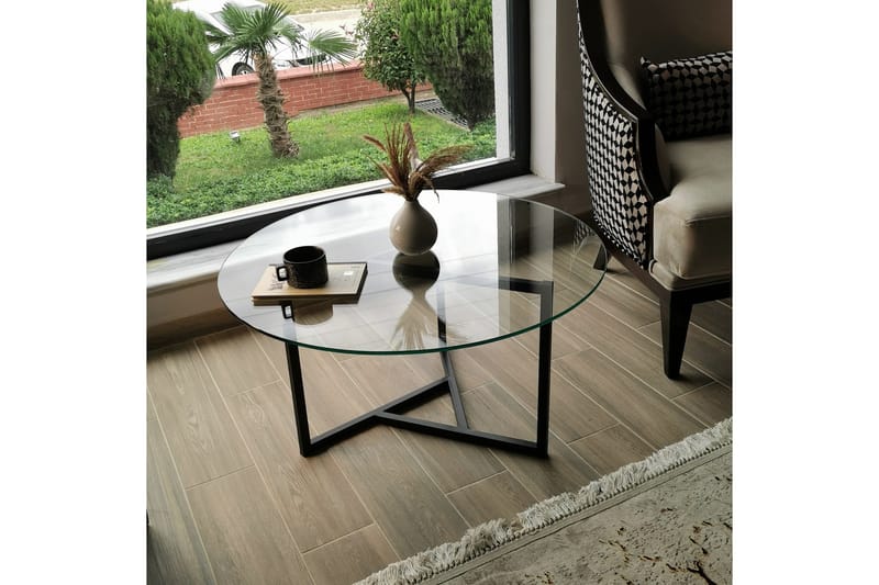 Sabani Soffbord 75 cm Runt X-formade Ben - Rökfärgat - Möbler - Vardagsrum - Soffbord & vardagsrumsbord - Soffbord