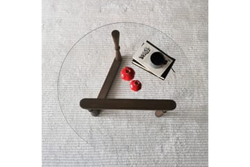 Sabani Soffbord 80 cm Runt Svarvade Ben - Glas/Valnötsbrun - Möbler - Vardagsrum - Soffbord & vardagsrumsbord - Soffbord