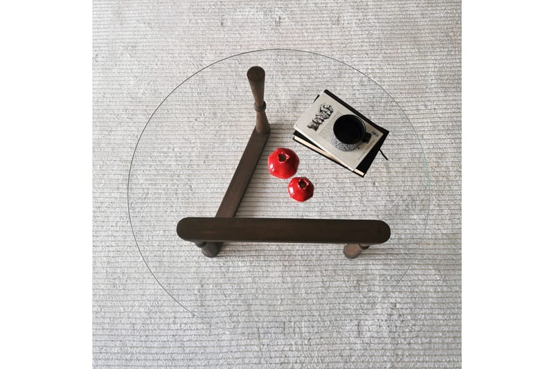 Sabani Soffbord 80 cm Runt Svarvade Ben - Glas/Valnötsbrun - Möbler - Vardagsrum - Soffbord & vardagsrumsbord - Soffbord