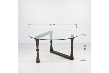 Sabani Soffbord 80 cm Runt Svarvade Ben - Glas/Valnötsbrun - Möbler - Vardagsrum - Soffbord & vardagsrumsbord - Soffbord