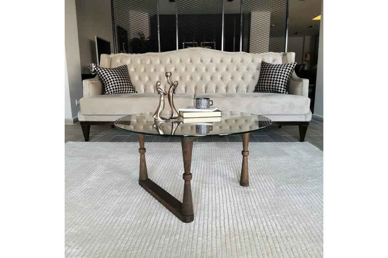 Sabani Soffbord 80 cm Runt Svarvade Ben - Glas/Valnötsbrun - Möbler - Vardagsrum - Soffbord & vardagsrumsbord - Soffbord