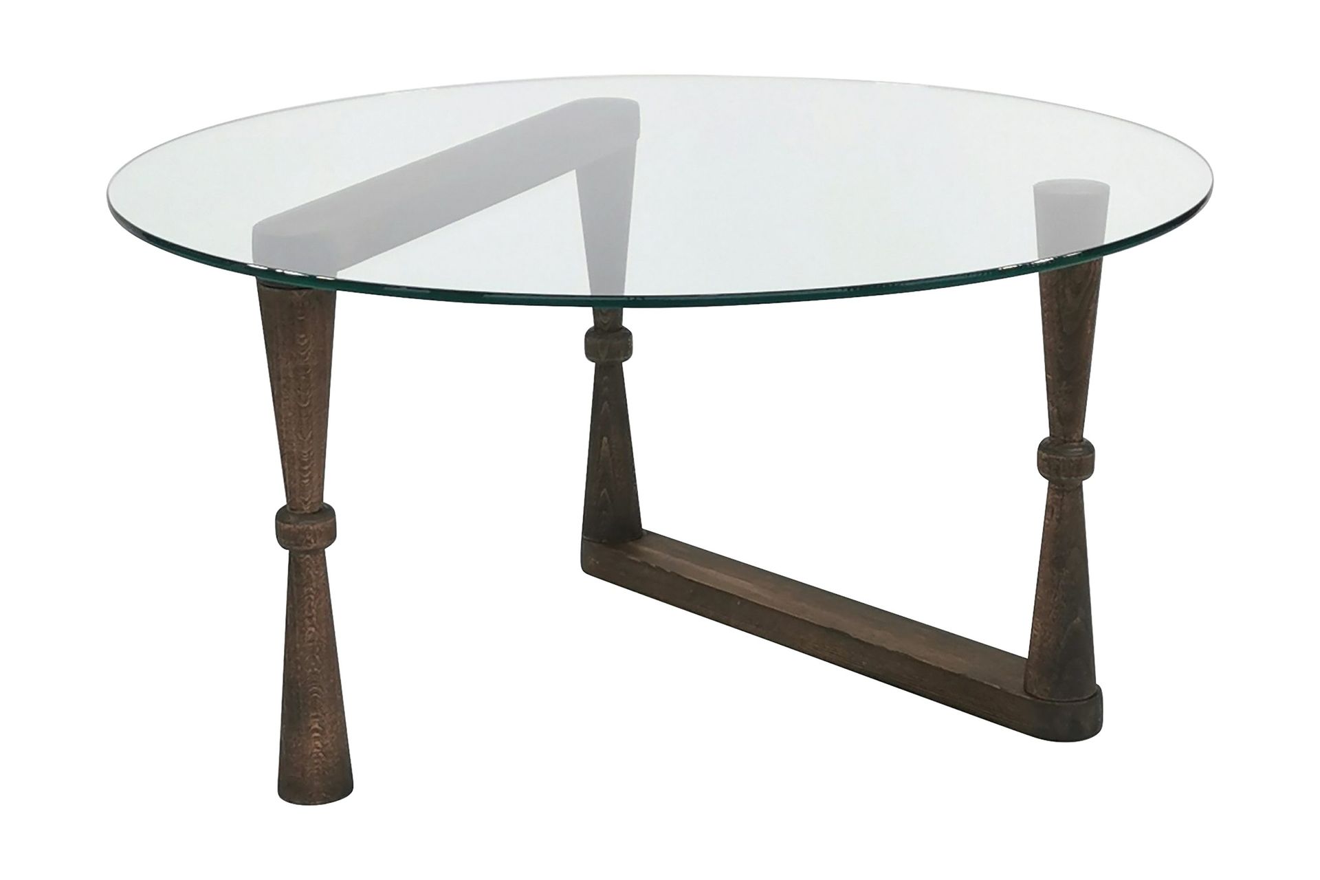 Sabani Soffbord 80 cm Runt Svarvade Ben - Glas/Valn&ouml;tsbrun