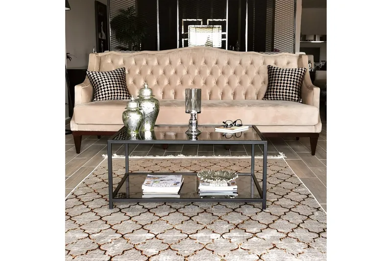 Sabani Soffbord 90 cm med Förvaring Hylla - Glas/Rökfärgad/Svart - Möbler - Vardagsrum - Soffbord & vardagsrumsbord - Soffbord