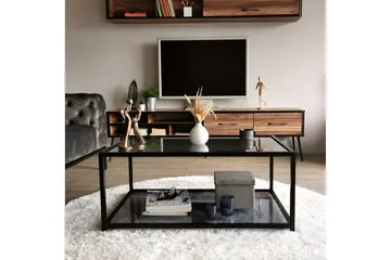 Sabani Soffbord 90 cm med Förvaring Hylla - Glas/Rökfärgad/Svart - Möbler - Vardagsrum - Soffbord & vardagsrumsbord - Soffbord