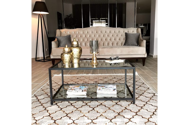 Sabani Soffbord 90 cm med Förvaring Hylla - Glas/Svart - Möbler - Vardagsrum - Soffbord & vardagsrumsbord - Soffbord