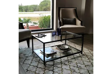 Sabani Soffbord 90 cm med Förvaring Hylla - Glas/Svart - Möbler - Vardagsrum - Soffbord & vardagsrumsbord - Soffbord