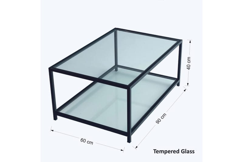 Sabani Soffbord 90 cm med Förvaring Hylla - Glas/Svart - Möbler - Vardagsrum - Soffbord & vardagsrumsbord - Soffbord
