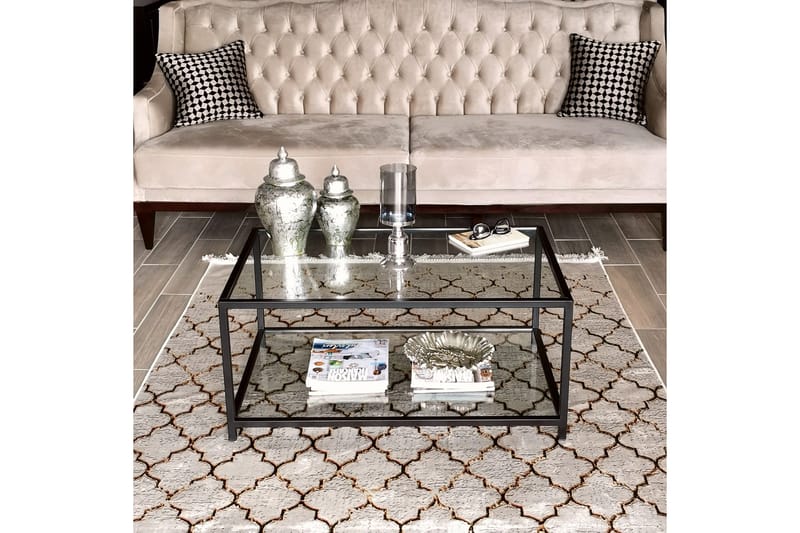 Sabani Soffbord 90 cm med Förvaring Hylla - Glas/Svart - Möbler - Vardagsrum - Soffbord & vardagsrumsbord - Soffbord