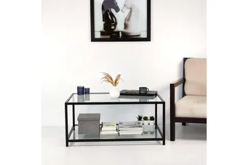 Sabani Soffbord 90 cm med Förvaring Hylla - Glas/Svart - Möbler - Vardagsrum - Soffbord & vardagsrumsbord - Soffbord