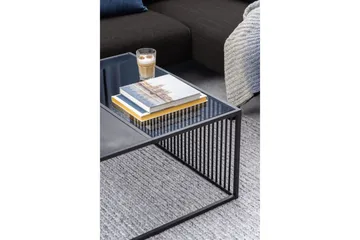 Saklani Kvadratiskt Soffbord 80x80 cm i Metall med Glasskiva - Svart - Möbler - Vardagsrum - Soffbord & vardagsrumsbord - Soffbord