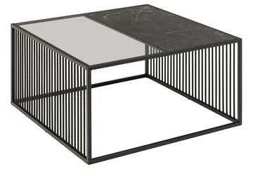 Saklani Kvadratiskt Soffbord 80x80 cm i Metall med Glasskiva - Svart - Möbler - Vardagsrum - Soffbord & vardagsrumsbord - Soffbord