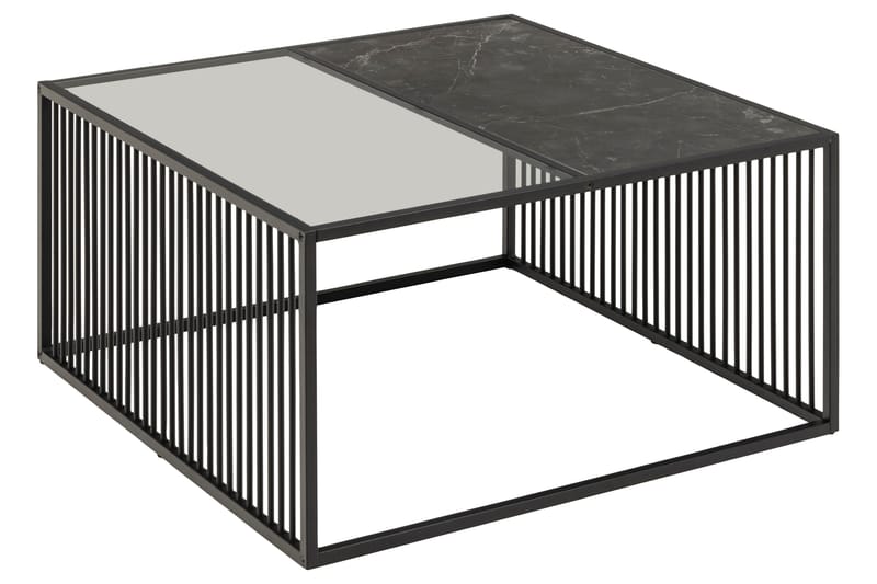 Saklani Kvadratiskt Soffbord 80x80 cm i Metall med Glasskiva - Svart - Möbler - Vardagsrum - Soffbord & vardagsrumsbord - Soffbord