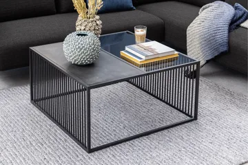 Saklani Kvadratiskt Soffbord 80x80 cm i Metall med Glasskiva - Svart - Möbler - Vardagsrum - Soffbord & vardagsrumsbord - Soffbord