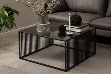 Saklani Kvadratiskt Soffbord 80x80 cm i Metall med Glasskiva - Svart - Möbler - Vardagsrum - Soffbord & vardagsrumsbord - Soffbord