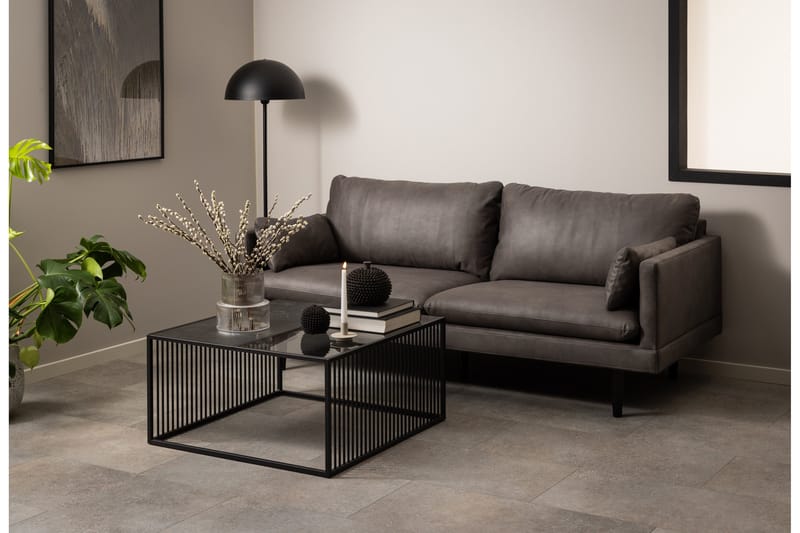 Saklani Kvadratiskt Soffbord 80x80 cm i Metall med Glasskiva - Svart - Möbler - Vardagsrum - Soffbord & vardagsrumsbord - Soffbord