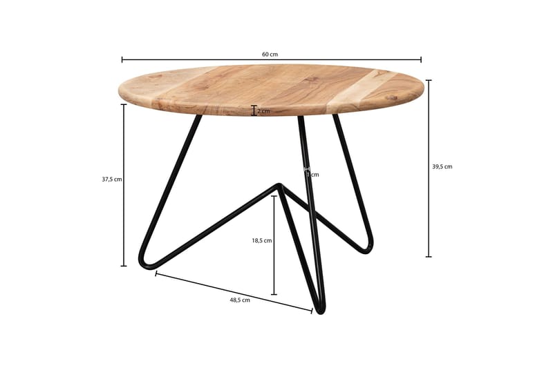 Sampietro Soffbord 60 cm Runt - Akacia/svart - Möbler - Vardagsrum - Soffbord & vardagsrumsbord - Soffbord