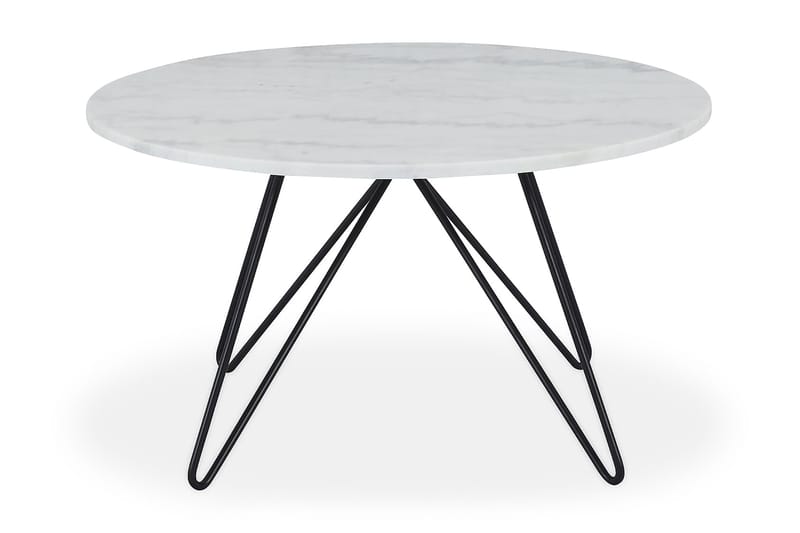 SANJA Soffbord 80 cm Runt Marmor/Vit/Svart - Bord - Marmorbord - Soffbord