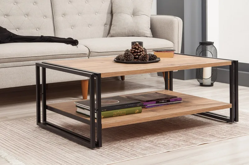 Sapphira Soffbord 110 cm med Förvaring Hylla - Trä/Svart - Möbler - Vardagsrum - Soffbord & vardagsrumsbord - Soffbord