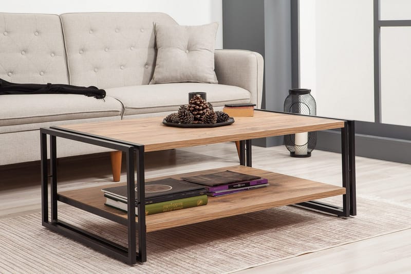 Sapphira Soffbord 110 cm med Förvaring Hylla - Trä/Svart - Möbler - Vardagsrum - Soffbord & vardagsrumsbord - Soffbord