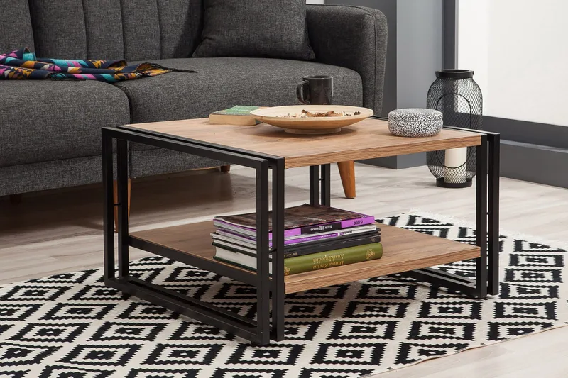 Sapphira Soffbord 70 cm med Förvaring Hylla - Trä/Svart - Möbler - Vardagsrum - Soffbord & vardagsrumsbord - Soffbord