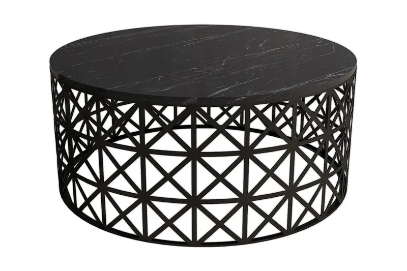 Schammel Soffbord 90 cm Runt Marmormönster - Svart - Möbler - Vardagsrum - Soffbord & vardagsrumsbord - Soffbord