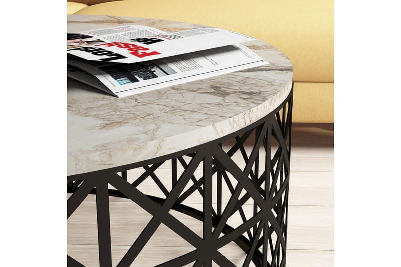 Schammel Soffbord 90 cm Runt Marmormönster - Vit/Svart - Möbler - Vardagsrum - Soffbord & vardagsrumsbord - Soffbord