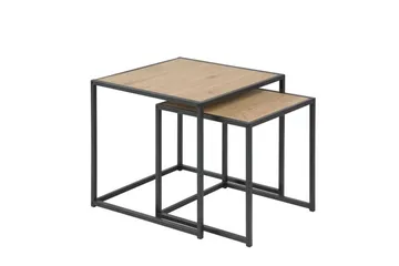 Seaford Kvadratiskt Satsbord 50 cm i Trä med Metallstativ - Träfärgad - Möbler - Vardagsrum - Soffbord & vardagsrumsbord - Satsbord