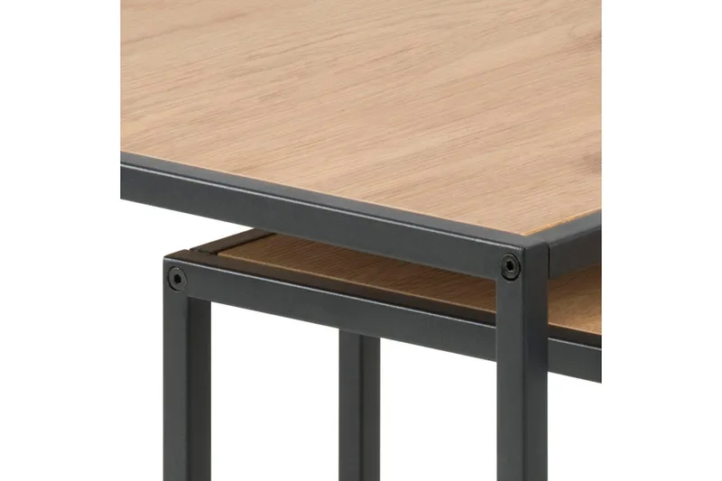 Seaford Kvadratiskt Satsbord 50 cm i Trä med Metallstativ - Träfärgad - Möbler - Vardagsrum - Soffbord & vardagsrumsbord - Satsbord