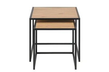 Seaford Kvadratiskt Satsbord 50 cm i Trä med Metallstativ - Träfärgad - Möbler - Vardagsrum - Soffbord & vardagsrumsbord - Satsbord