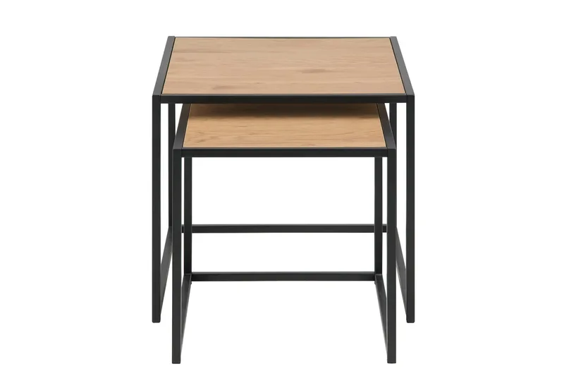 Seaford Kvadratiskt Satsbord 50 cm i Trä med Metallstativ - Träfärgad - Möbler - Vardagsrum - Soffbord & vardagsrumsbord - Satsbord
