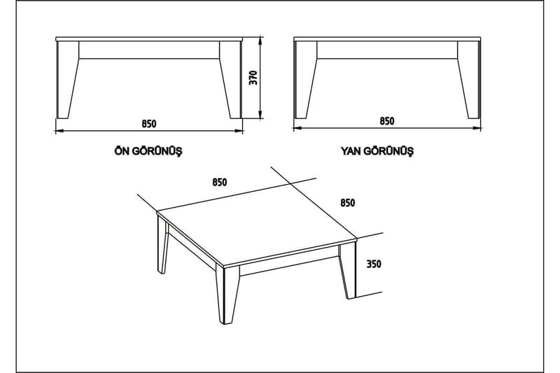 SEBEK Soffbord 85 cm Marmormönster Svart/Valnötsbrun - Möbler - Vardagsrum - Soffbord & vardagsrumsbord - Soffbord