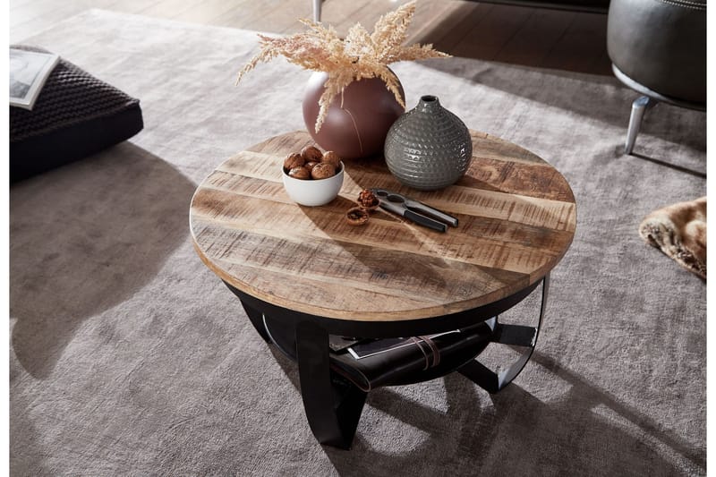 SENECA Soffbord 60x34 cm med Förvaring Runt Brun/Svart - Möbler - Vardagsrum - Soffbord & vardagsrumsbord - Soffbord