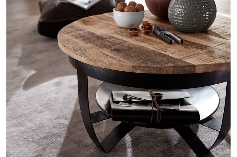 SENECA Soffbord 60x34 cm med Förvaring Runt Brun/Svart - Möbler - Vardagsrum - Soffbord & vardagsrumsbord - Soffbord