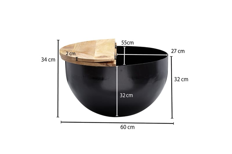 SENECA Soffbord 60x34 cm Runt Brun/Svart - Möbler - Vardagsrum - Soffbord & vardagsrumsbord - Soffbord