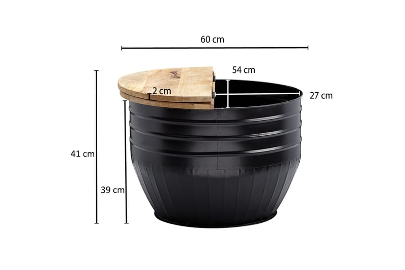 SENECA Soffbord 60x41 cm Runt Brun/Svart - Möbler - Vardagsrum - Soffbord & vardagsrumsbord - Soffbord