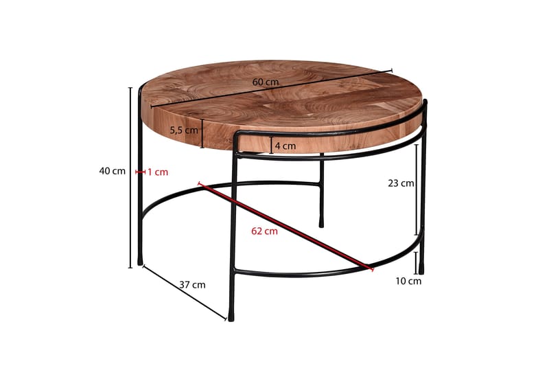 SENECA Soffbord 62x40 cm Runt Brun/Svart - Möbler - Vardagsrum - Soffbord & vardagsrumsbord - Soffbord
