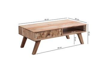 Seufert 95 cm Rektangulärt Soffbord med Lådor i Ljust Trä - Natur - Möbler - Vardagsrum - Soffbord & vardagsrumsbord - Soffbord