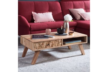 Seufert 95 cm Rektangulärt Soffbord med Lådor i Ljust Trä - Natur - Möbler - Vardagsrum - Soffbord & vardagsrumsbord - Soffbord