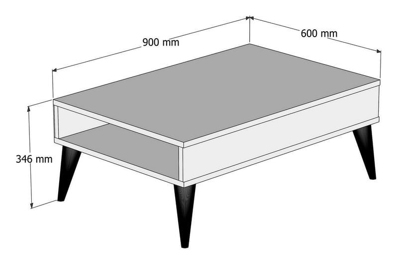 SHEEL Soffbord 90 cm med Förvaring Hylla Ekfärg - Soffbord - Bord