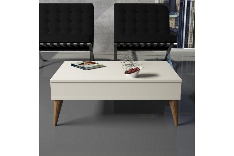 SHEEL Soffbord 90 cm med Förvaring Hylla Krämvit/Natur - Soffbord - Bord